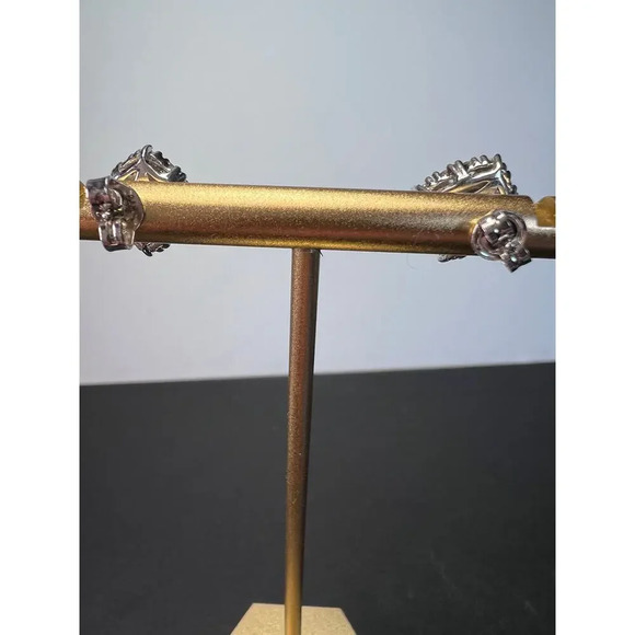 Lab white sapphire and topaz sterling silver stud earrings - Picture 2 of 11